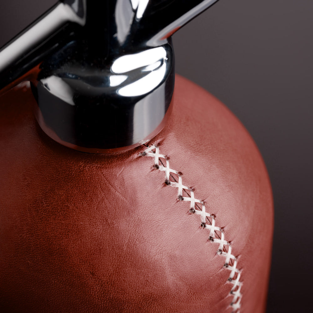 Florenz Soda Siphonflasche Leder Dunkelbraun