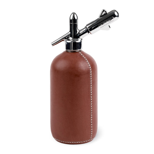 Florenz Soda Siphonflasche Leder Dunkelbraun