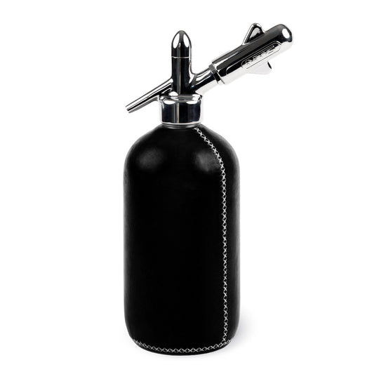 Florenz Soda Siphonflasche Leder Schwarz