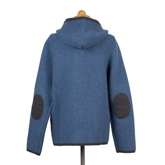 Ondra Strickjacke mit Kapuze Merinowolle Blau „Bad Mitterndorf“