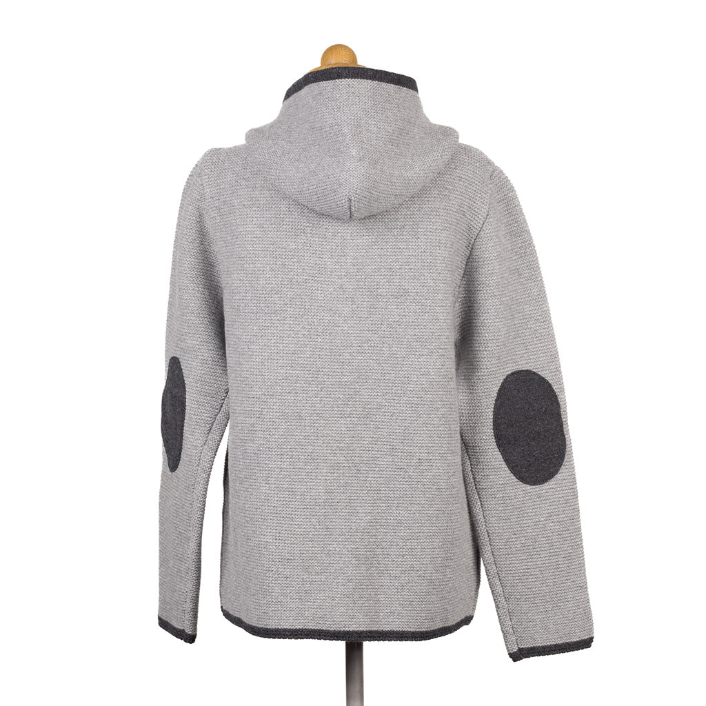 Ondra Strickjacke mit Kapuze Merinowolle Grau „Bad Mitterndorf“